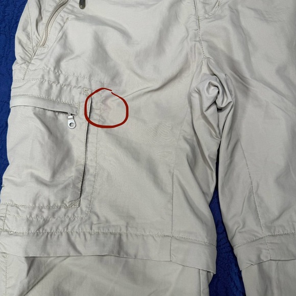 REI Womens Convertible Cargo Pants Hiking Outdoor Zip Off Beige Zip Pockets Read - Picture 9 of 9
